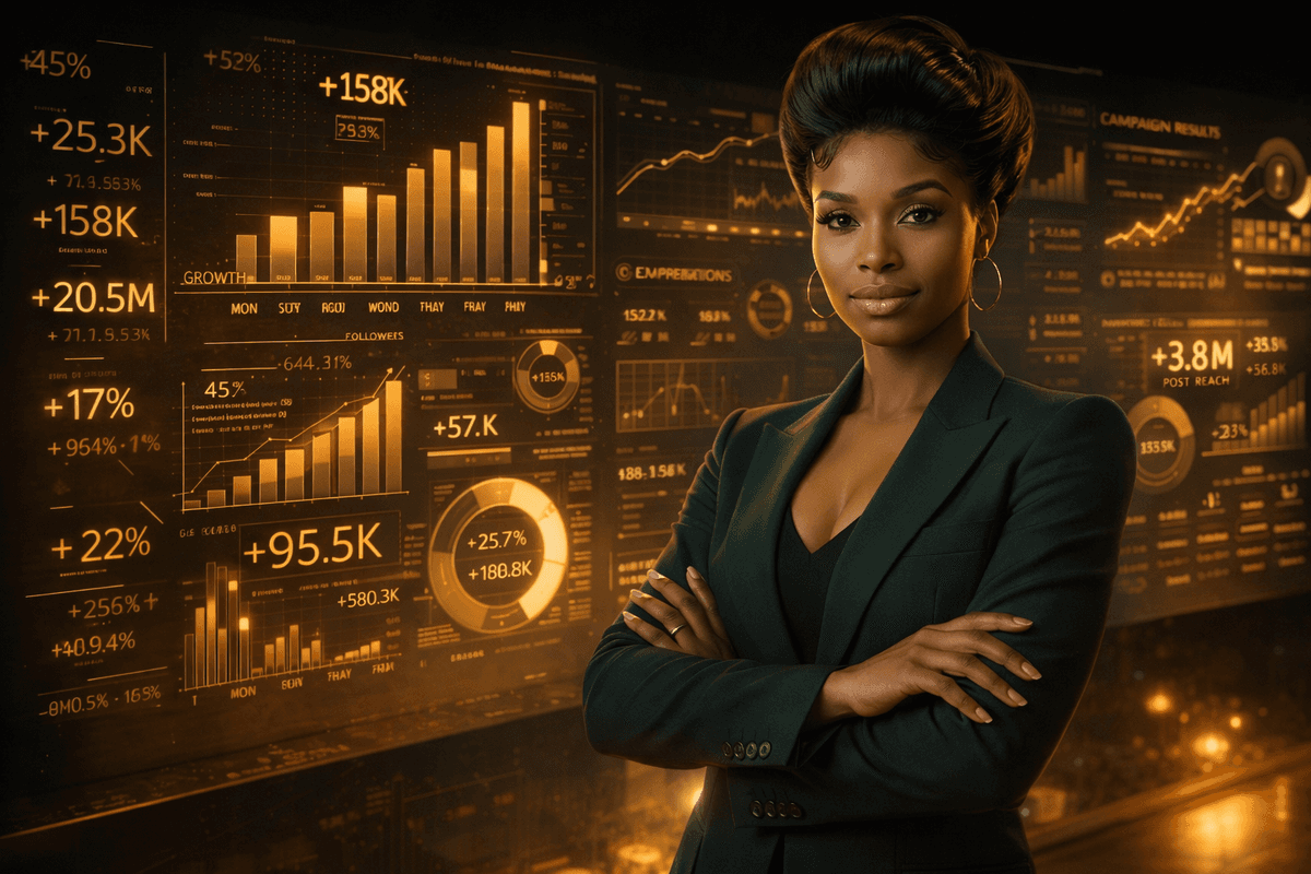 Analytics dashboard showing dramatic growth metrics